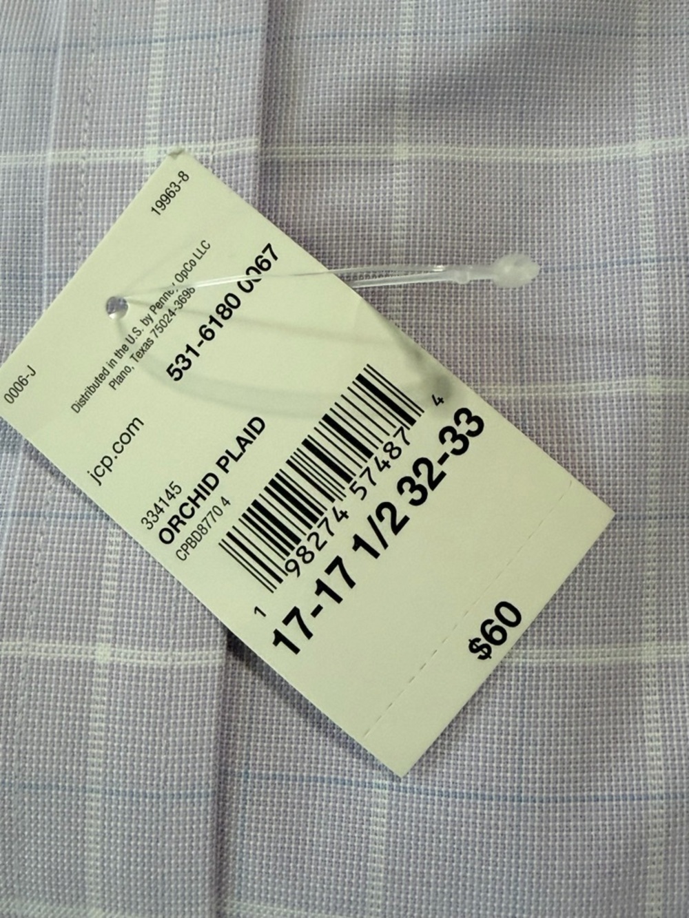 Stafford CoolMax Oxford in Orchid Plaid Dress Shirt XL (17-17 1/2” and 32-33”) - Picture 4 of 4